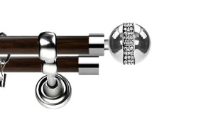 Karnisz Metalowy Prestige podwójny 25/25mm Globi Crystal INOX - wenge