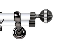 Karnisz Metalowy Prestige podwójny 25/25mm Globi Crystal Antracyt - biały
