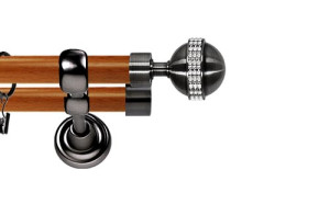Karnisz Metalowy Prestige podwójny 25/19mm Globi Crystal Antracyt - calvados