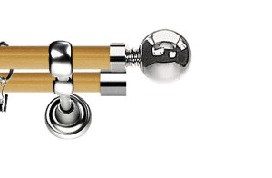 Karnisz Metalowy Prestige podwójny 25/25mm Kula INOX - pinia