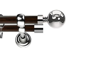 Karnisz Metalowy Prestige podwójny 25/25mm Kula INOX - wenge