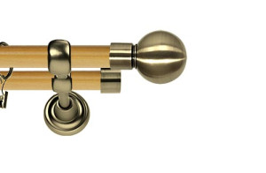 Karnisz Metalowy Prestige podwójny 25/25mm Kula Antyk mosiądz - pinia