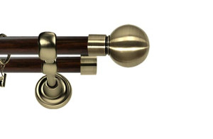 Karnisz Metalowy Prestige podwójny 25/25mm Kula Antyk mosiądz - wenge