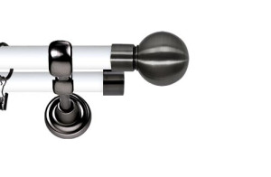 Karnisz Metalowy Prestige podwójny 25/25mm Kula Antracyt - biały