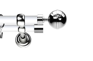 Karnisz Metalowy Prestige podwójny 25/25mm Kula Elegant INOX - biały