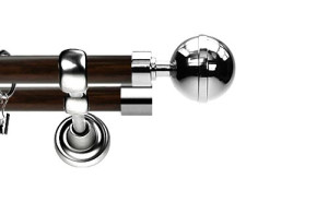 Karnisz Metalowy Prestige podwójny 25/19mm Kula Elegant INOX - wenge