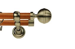 Karnisz Metalowy Prestige podwójny 25/19mm Kula Elegant Antyk mosiądz - calvados