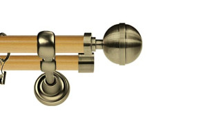 Karnisz Metalowy Prestige podwójny 25/19mm Kula Elegant Antyk mosiądz - pinia