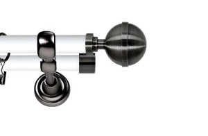 Karnisz Metalowy Prestige podwójny 25/19mm Kula Elegant Antracyt - biały