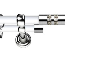 Karnisz Metalowy Prestige podwójny 25/19mm Lanso Crystal INOX - biały