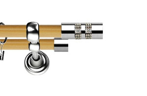 Karnisz Metalowy Prestige podwójny 25/19mm Lanso Crystal INOX - pinia