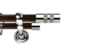 Karnisz Metalowy Prestige podwójny 25/19mm Lanso Crystal INOX - wenge