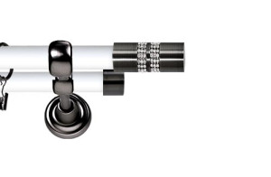 Karnisz Metalowy Prestige podwójny 25/19mm Lanso Crystal Antracyt - biały