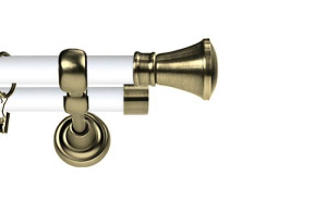 Karnisz Metalowy Prestige podwójny 25/19mm Liberty Antyk mosiądz - biały