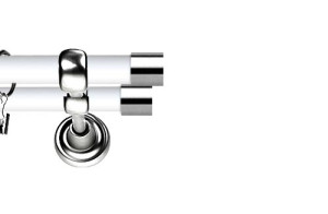 Karnisz Metalowy Prestige podwójny 25/19mm Luna INOX - biały