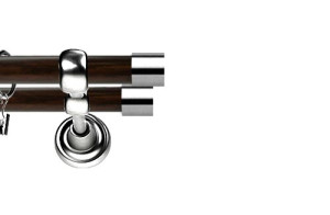 Karnisz Metalowy Prestige podwójny 25/19mm Luna INOX - wenge