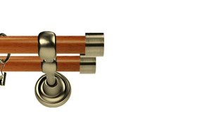 Karnisz Metalowy Prestige podwójny 25/19mm Luna Antyk mosiądz - calvados