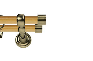 Karnisz Metalowy Prestige podwójny 25/19mm Luna Antyk mosiądz - pinia