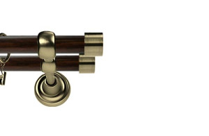 Karnisz Metalowy Prestige podwójny 25/19mm Luna Antyk mosiądz - wenge