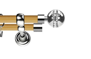 Karnisz Metalowy Prestige podwójny 25/19mm Melba Crystal INOX - pinia