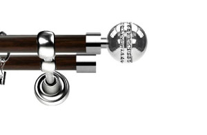 Karnisz Metalowy Prestige podwójny 25/19mm Melba Crystal INOX - wenge