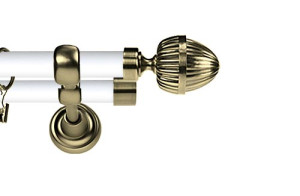 Karnisz Metalowy Prestige podwójny 25/19mm Milano Antyk mosiądz - biały