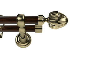 Karnisz Metalowy Prestige podwójny 25/19mm Milano Antyk mosiądz - wenge