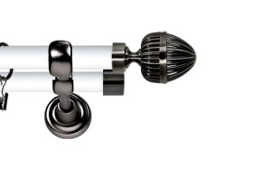 Karnisz Metalowy Prestige podwójny 25/19mm Milano Antracyt - biały