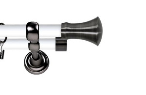 Karnisz Metalowy Prestige podwójny 25/19mm Monaco Antracyt - biały