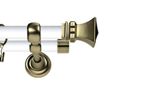 Karnisz Metalowy Prestige podwójny 25/19mm Orto Antyk mosiądz - biały