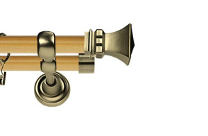 Karnisz Metalowy Prestige podwójny 25/19mm Orto Antyk mosiądz - pinia