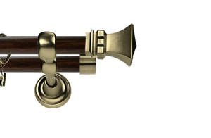 Karnisz Metalowy Prestige podwójny 25/19mm Orto Antyk mosiądz - wenge