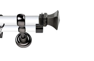 Karnisz Metalowy Prestige podwójny 25/19mm Orto Antracyt - biały