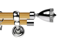 Karnisz Metalowy Prestige podwójny 25/19mm Piano Crystal INOX - pinia