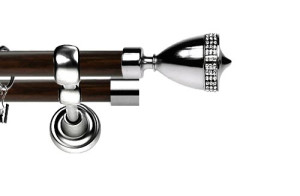 Karnisz Metalowy Prestige podwójny 25/19mm Piano Crystal INOX - wenge