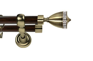 Karnisz Metalowy Prestige podwójny 25/19mm Piano Crystal Antyk mosiądz - wenge