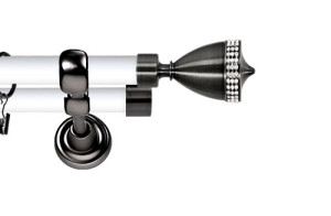 Karnisz Metalowy Prestige podwójny 25/19mm Piano Crystal Antracyt - biały