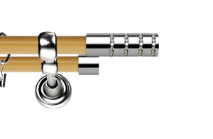 Karnisz Metalowy Prestige podwójny 25/19mm Rosetti Crystal INOX - pinia