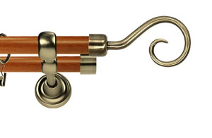 Karnisz Metalowy Prestige podwójny 25/25mm Spirala Antyk mosiądz - calvados