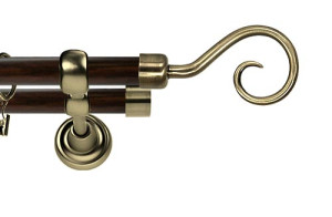Karnisz Metalowy Prestige podwójny 25/25mm Spirala Antyk mosiądz - wenge