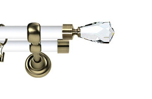 Karnisz Metalowy Prestige podwójny 25/25mm Travo Crystal Antyk mosiądz - biały