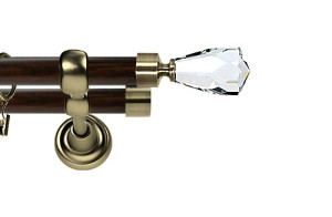Karnisz Metalowy Prestige podwójny 25/19mm Travo Crystal Antyk mosiądz - wenge