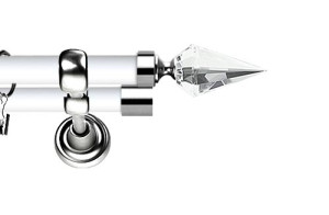 Karnisz Metalowy Prestige podwójny 25/19mm Veneto Crystal  INOX - biały