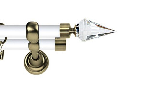 Karnisz Metalowy Prestige podwójny 25/19mm Veneto Crystal  Antyk mosiądz - biały