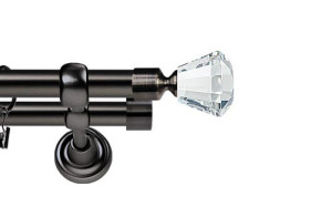 Karnisze Metalowe Rzymskie podwójny 19/19mm Clarex Crystal antracyt