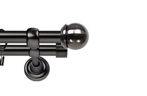 Karnisze Metalowe Rzymskie podwójny 19/19mm Gałka Max antracyt