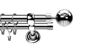 Karnisze Metalowe Rzymskie podwójny 19/19mm Kula Elegant INOX