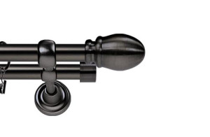Karnisze Metalowe Rzymskie podwójny 19/19mm Owal antracyt