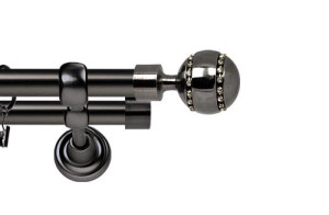 Karnisze Metalowe Rzymskie podwójny 19/19mm Pico Crystal antracyt