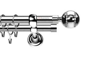 Karnisze Metalowe Rzymskie podwójny 19/19mm Pico Crystal INOX